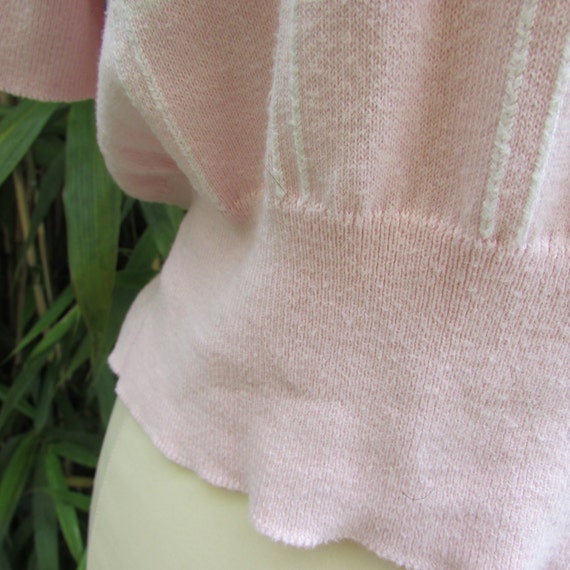 Vintage 1940s-style John Smedley white on pink ch… - image 2