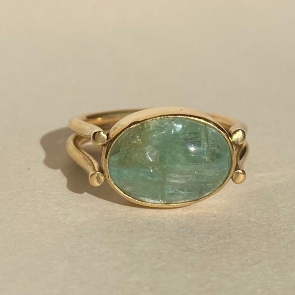 Aquamarine Talisman Ring, size 7