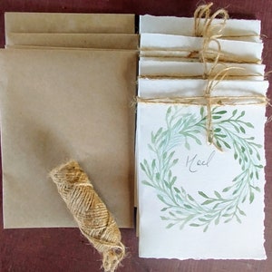 Hand geschilderde waterkleuren & inkt Noel kerstkaarten