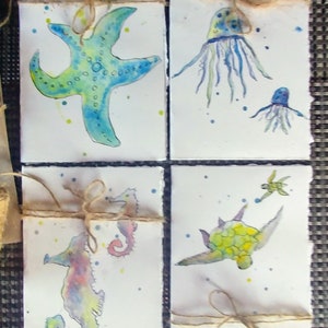 Hand geschilderd "Zeedieren" Kaarten