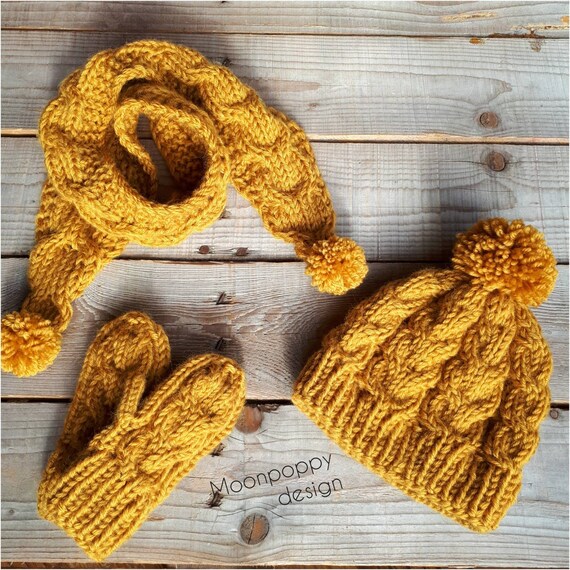 baby hat scarf and mitten set