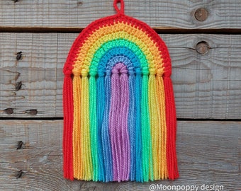 Crochet Rainbow Wall Hanging, decoration, rainbow wall art, nursery decor