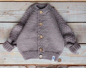 My first cardigan, Knit new baby coming home clothes, Hand knit children sweater, Unisex jacket with buttons, Baby shower gift