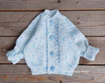 0-3 months baby cardigan, Unisex baby sweater, Baby shower gift, Baby first cardigan, Spring baby jumper, Ready to ship