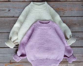 Classic style baby jumper, Alpaca wool pullover, Boho sweater, Raglan jumper, Unisex kids sweater, Baby shower gift