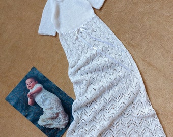 Baby Christening dress, Baby Blessing & Christening gown, Off White Baptism dress, Hand knit lace dress, White baptism gown, Baby dress