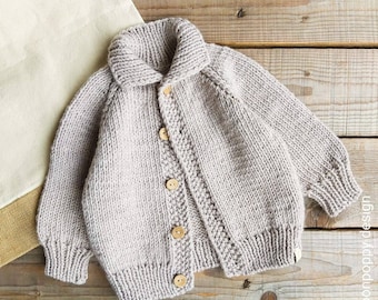 Baby sweater in beige, baby boy outfit, baby girl cardigan, knit baby outfit, knitted merino jumper, MADE TO ORDER