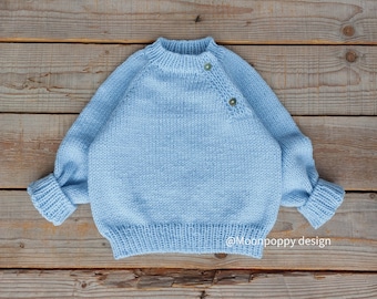 Classic style baby jumper, Alpaca wool pullover, Boho sweater, Raglan jumper, Unisex kids sweater, Baby shower gift