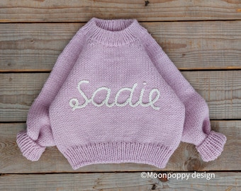 ADD a name design to a hand knitted cardigan, jumper, sweater or blanket! (NO cardigan or jumper included)