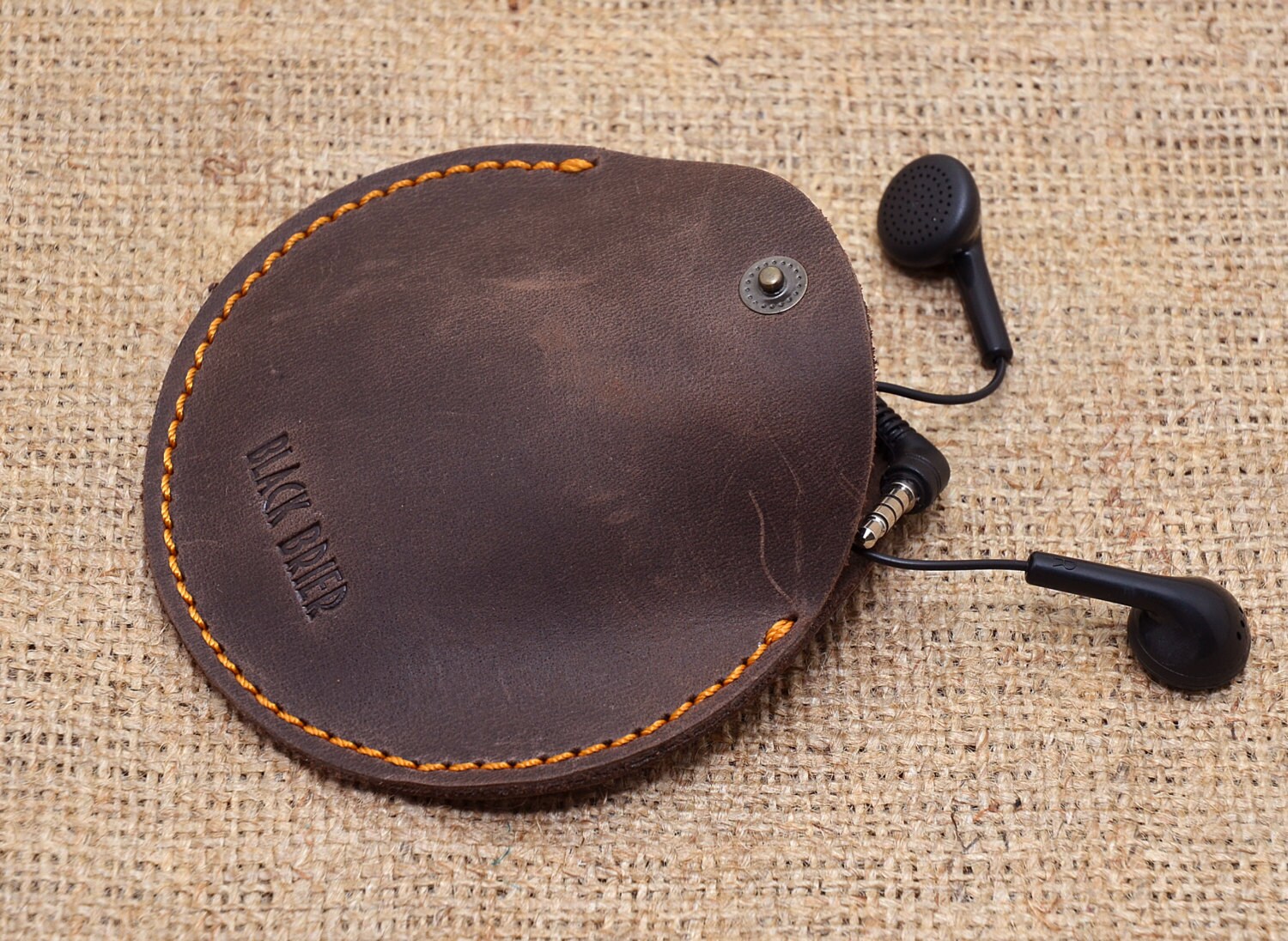 Headphone leather case Mini Pouch Bag Earbuds pouch Leather Etsy