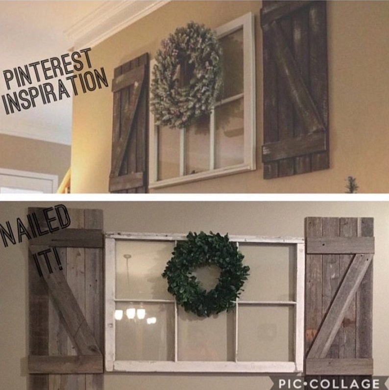 On Sale Wooden Shutters And Wood Window Farmhouse Style Etsy