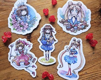 Shoujo Vinyl Sticker Pack - Sailormoon, Fruits Basket, Cardcapter Sakura