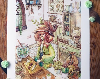A4 / A5 Watercolor Witch Print