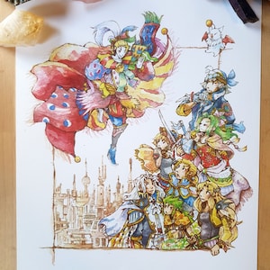 ロビンファンタジーキャラクター パステル画 A4サイズ A4 / A5 Final Fantasy IX Art Print - FF9 Zidane, Vivi