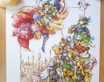 A4 / A5 Final Fantasy VI Art Print - FF6 Locke Cole, Terra Branford, Setzer, Celes, Relm, Edgar, Gau, Kefka, Mog -  FF6 Watercolor Art