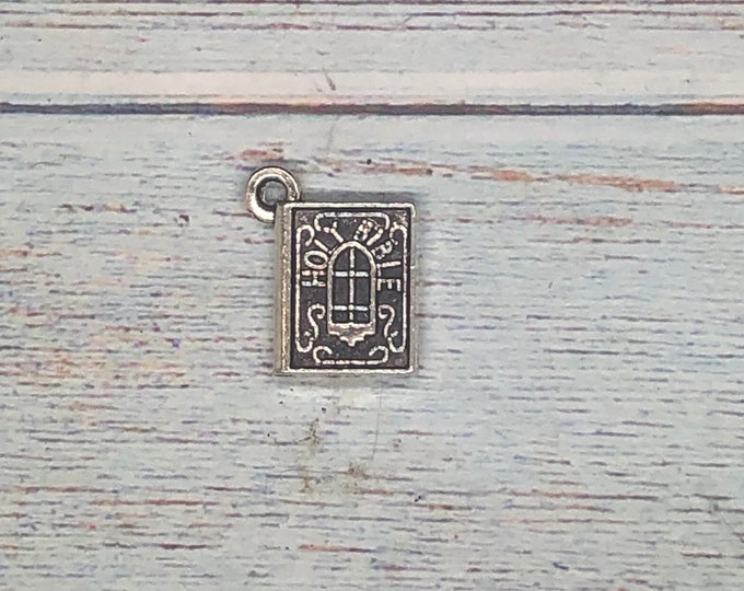 Charm Bracelet Silver color Bible book Charm