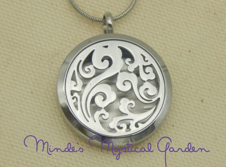 Swirl 30mm Aromatherapy Locket Religious Locket, Stainless steel Locket