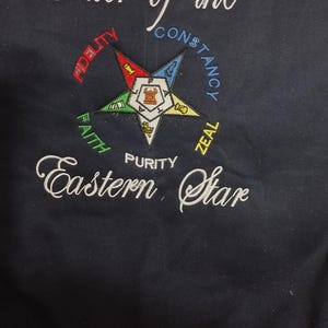 Varsity Jacket, OES, Warm Fleece jacket, polyester cotton ,Eastern Star embroidery, Cozy jacket with embroidery