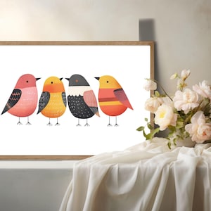 Colorful Birds Print: Abstract Nature Wall Art (Digital Download)