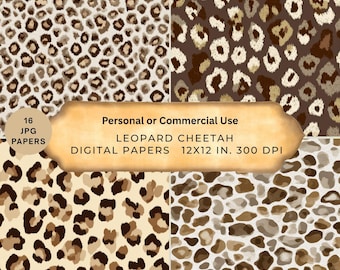 Leopard Print Digital Paper, Seamless Pattern Animal Cheetah Print (JPG Clipart)