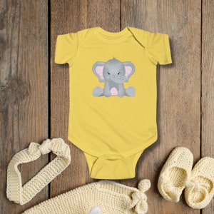 Pink Gray Elephant Baby Infant Newborn Bodysuit, Baby Shower Gift Baby Girl, New Baby Gift, 1st Birthday gift, Sizes 3M, 6M,12M, 18M, 24M image 3