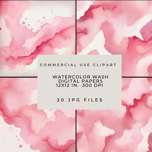 Pastel Watercolor Wash Digital Papers: Scrapbook Paper Pack (JPG)