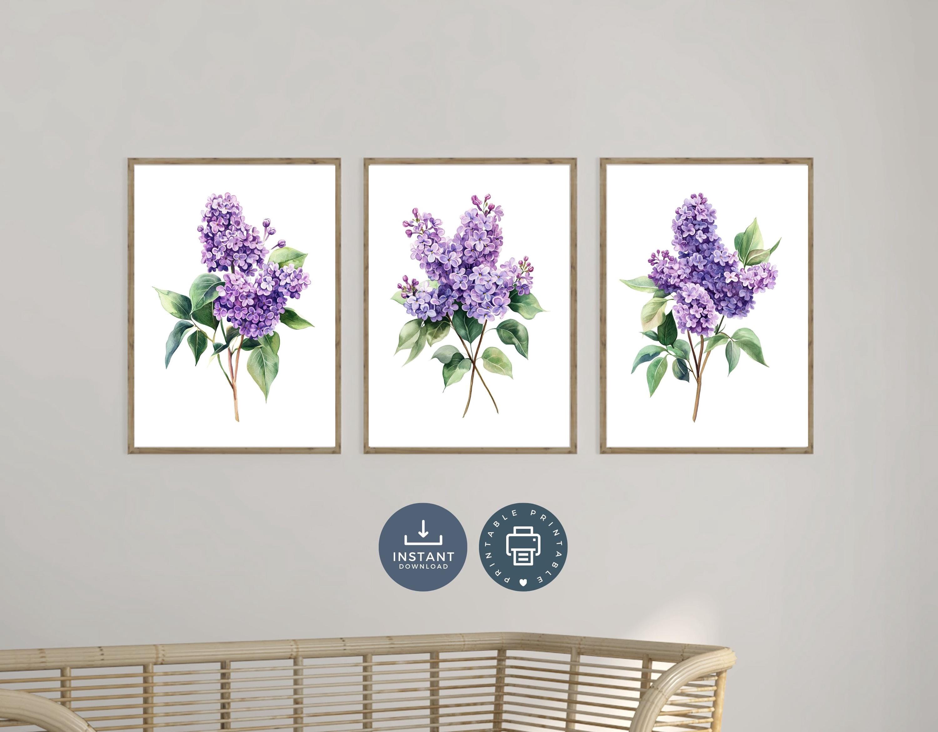 Purple Lilacs Watercolor Print Set: Floral Wall Art (digital Download ...