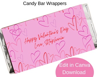 Valentine's Day Candy Bar Wrapper, Instant download, Digital Template, Valentine's Day gift, Kids Valentine gift, DIY, Printable, Print Home
