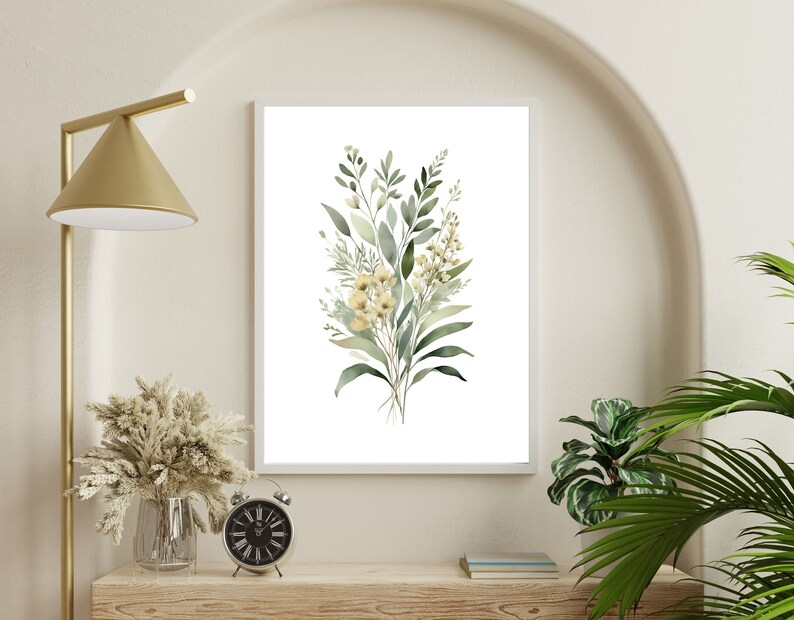 Sage Green Floral Wall Art Prints: Botanical Set of 3 (digital Download ...