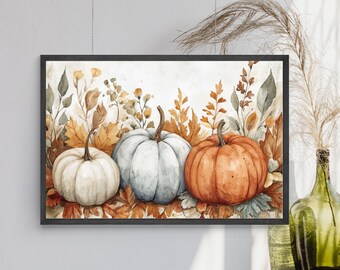 Muted Pumpkin Vintage Painting Print: Fall Farmhouse Wall Art (Digital Download