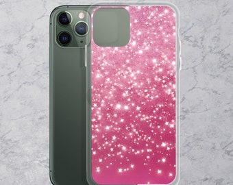 Pink White Glitter iPhone Case, iPhone 15 case, iPhone 14 13 12 11 Case, XR XS X, Glam Bling Trendy Phone case, Birthday gift best friend