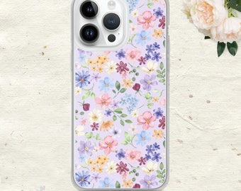 Purple Blue Pink Wildflowers Floral Flowers iPhone Case, Watercolor, iPhone 15 case, iPhone 14 case, iPhone 13 case, iPhone 12 11 case, Gift