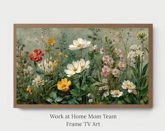 Vintage Wildflowers Florals Flowers Oil Painting, Spring Summer Samsung Frame TV Art, Digital Download