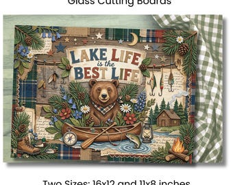 Lake Life Bear Sublimation Design, Farmhouse Cutting Board PNG (Digital Download)