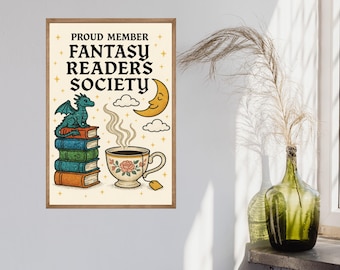 Fantasy Readers Society Poster Print, Bookish Romantasy Wall Art (Digital Download)