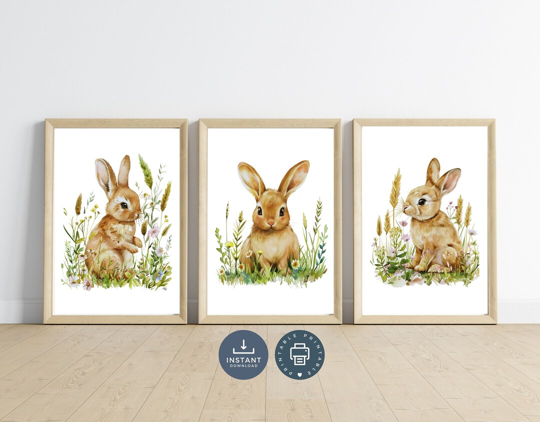 Baby Bunny Rabbit Nursery Toddler Wall Art Prints, Digital Prints ...