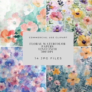 Aquarelle, fleurs florales, couleurs pastel, papiers, textures d'arrière-plan, clip art, JPG, scrapbooking, cartons d'invitation, journal indésirable