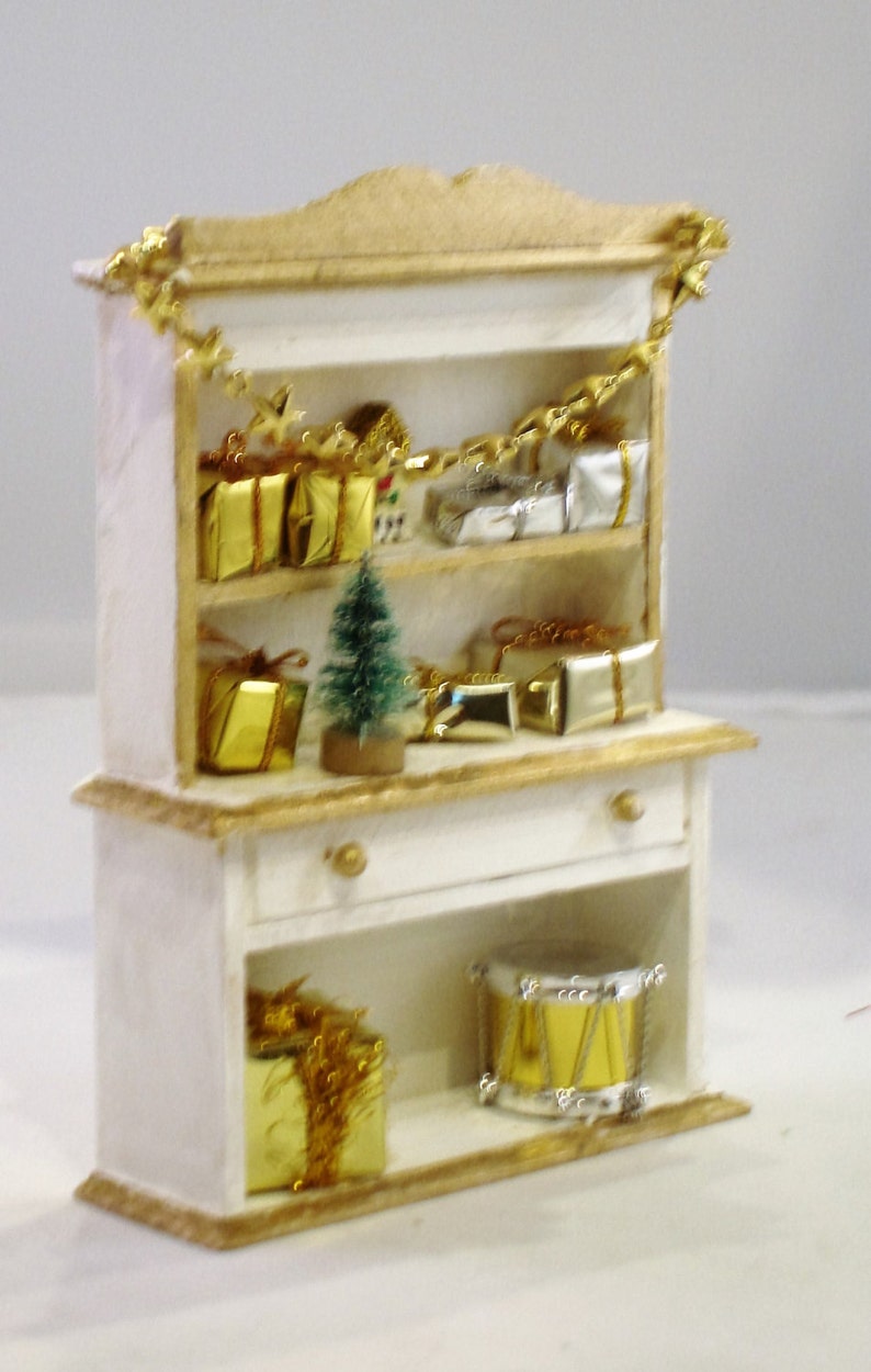 Mini Christmas Hutch White with gold trim image 2