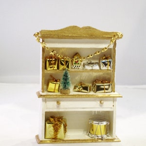 Mini Christmas Hutch White with gold trim image 3