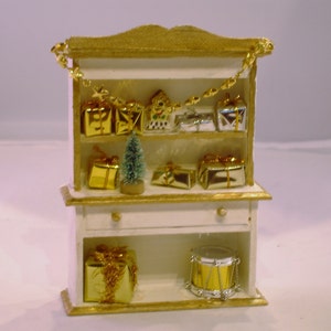 Mini Christmas Hutch White with gold trim image 1