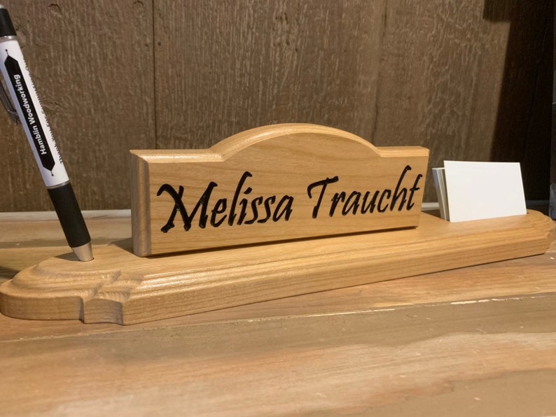 Desk Name Plate Custom Sign Personalized Wood Customized Cherry Executive