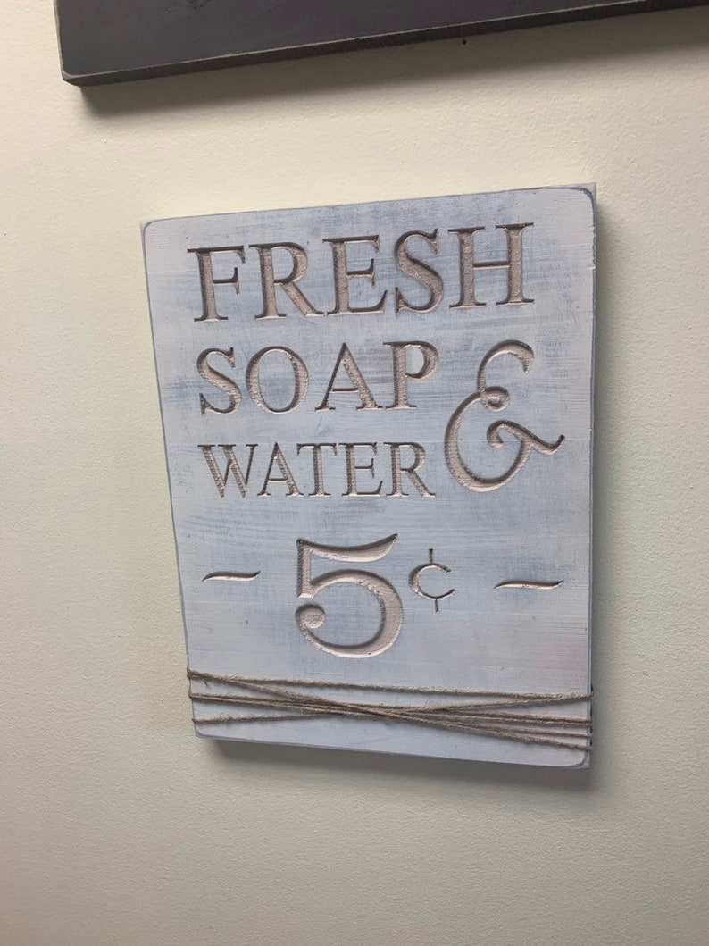 Powder Room Sign With Fresh Soap and Water Bathroom Decor Etsy