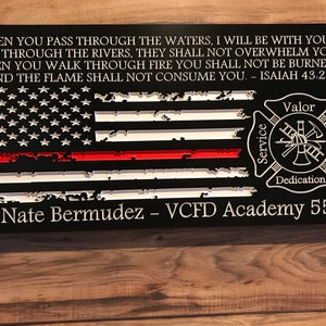 Fireman Personalized Sign - Firefighter Gift Idea, Fireman Gift, Custom Wall Sign, Man Cave Decor, Graduation, Retirement, Thin Red Line