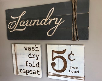 Letrero rústico para lavadero: decoración rústica de madera recuperada