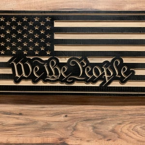 We The People American Flag Patriot Black Out Army Air Force Marines Navy Graduation Fathers Day Christmas Retirement Engraved USA