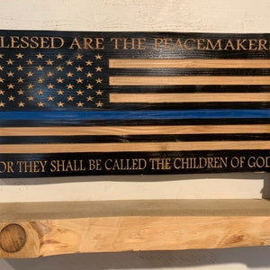 Peacemaker Police Officer Gifts Police Sign Rustic Thin Blue Line American Flag Home Decor Anniversary Fathers Day Christmas Graduation