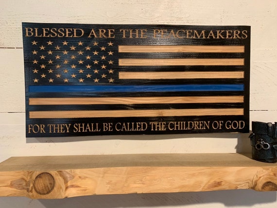 Peacemaker Police Officer Gifts Police Sign Rustic Thin Blue Etsy