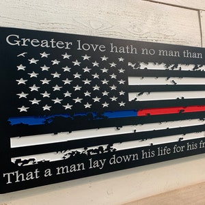 Firefighter Sign, Police Sign, Fireman, Police Officer, Firefighter Gift, Police Gift, Thin Red Line, Thin Blue Line, Firefighter Decor