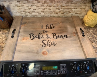Personalized Carved Wooden Stove Cover: Kitchen Decor, Gas Stove Noodle Board