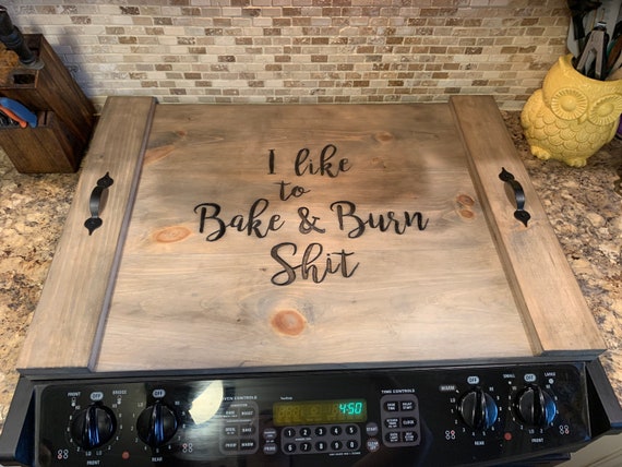 Stove top cover wood-noodle board-electric stove cover-kitchen decor-w